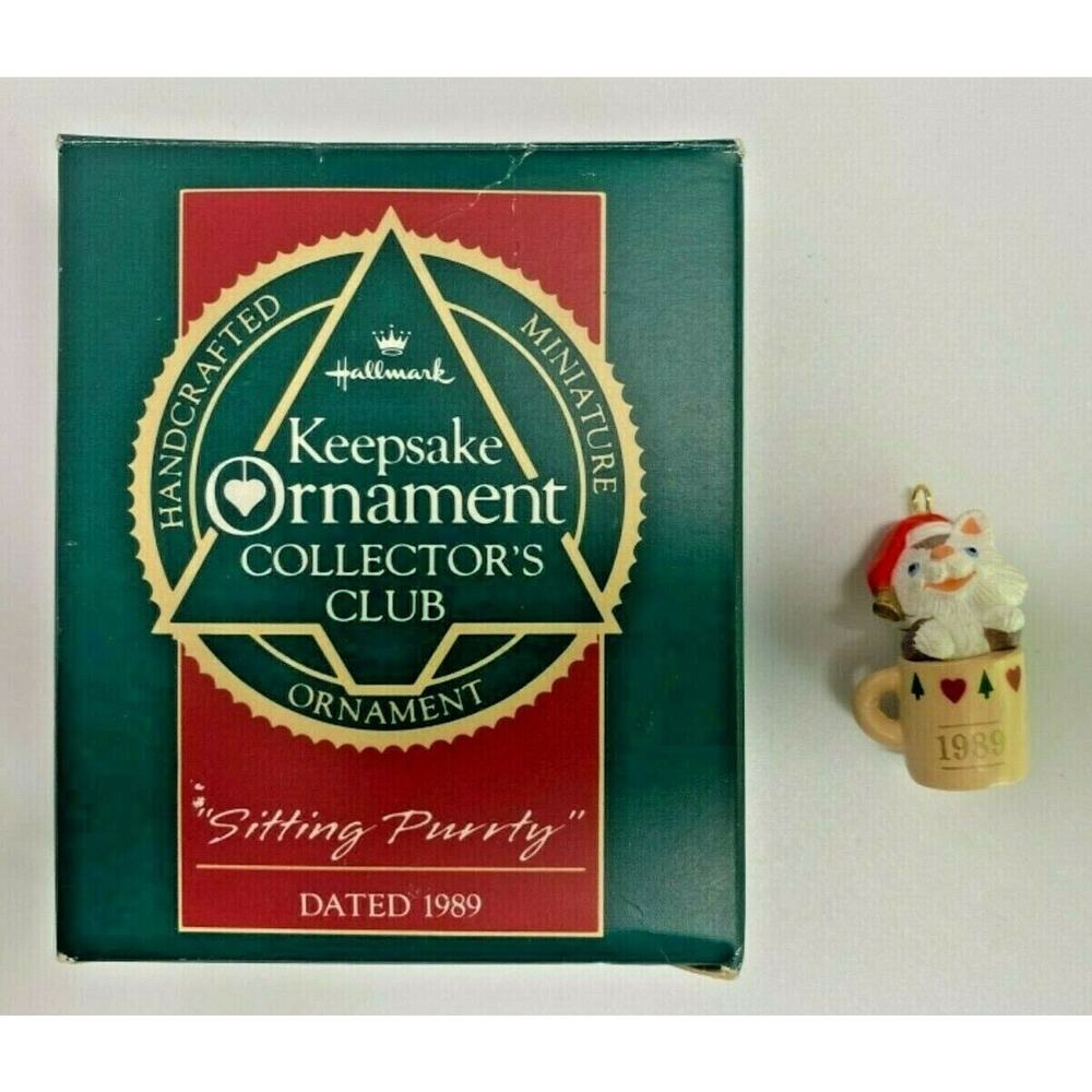 1989 Hallmark Sitting Purrty Collector's Club Ornament‎ U21